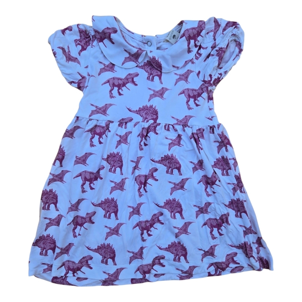 Kate Quinn Girl's Purple/Mauve Dinosaur Peter Pan Collared Dress 12-18 Months
